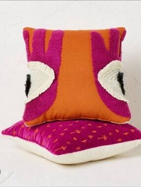 Opalhouse 2 10"x10" Evil Eyes and Palm Trees Square Decorative Pillows Fuschia